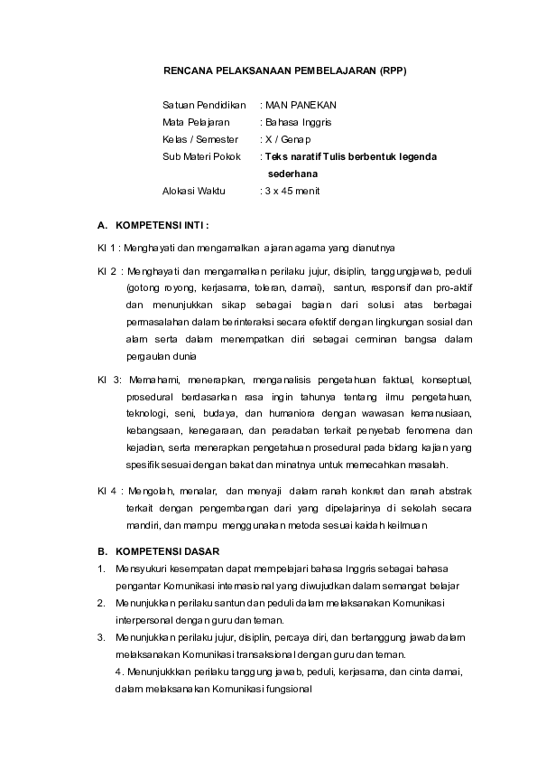 Teks Naratif Bahasa Inggris Tentang Legenda Terkait Teks