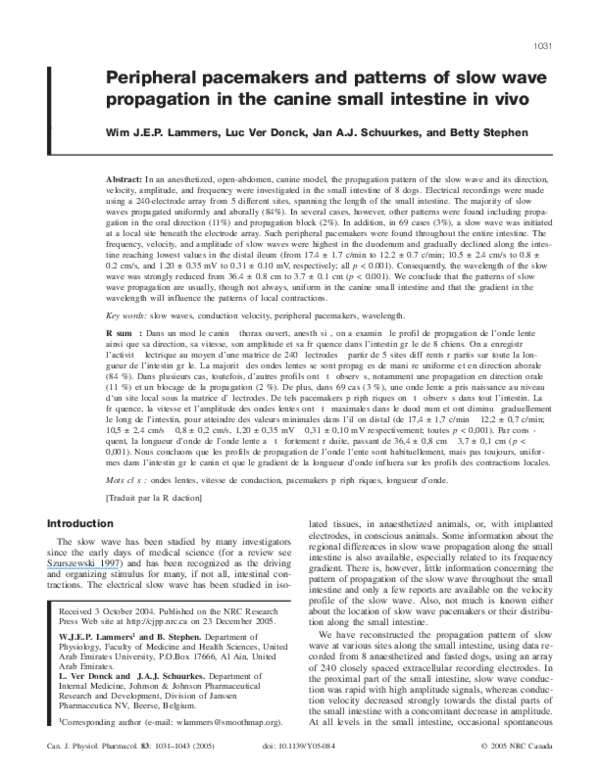 (PDF) Peripheral pacemakers and patterns of slow wave propagation in ...