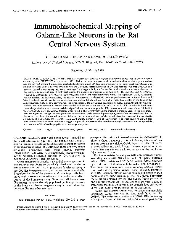 (PDF) Immunohistochemical mapping of galanin-like neurons in the rat ...
