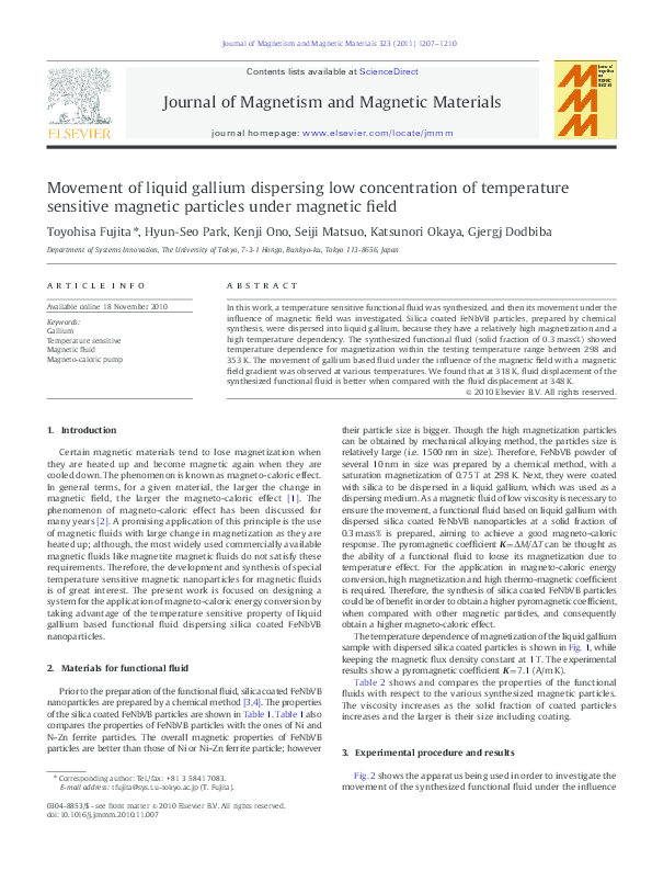 (PDF) Movement of liquid gallium dispersing low concentration of