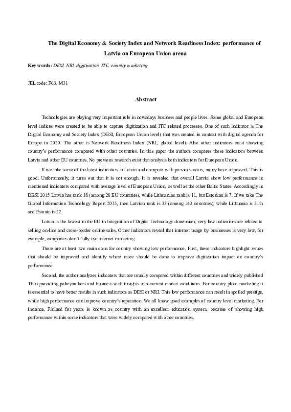 (DOC) The Digital Economy & Society Index and Network Readiness Index ...