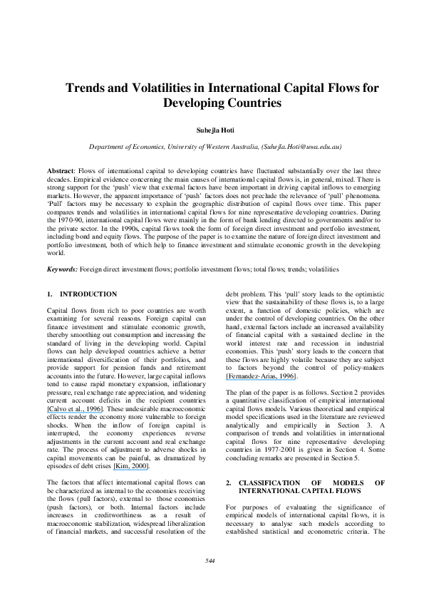 (PDF) Trends and Volatilities in International Capital Flows for ...