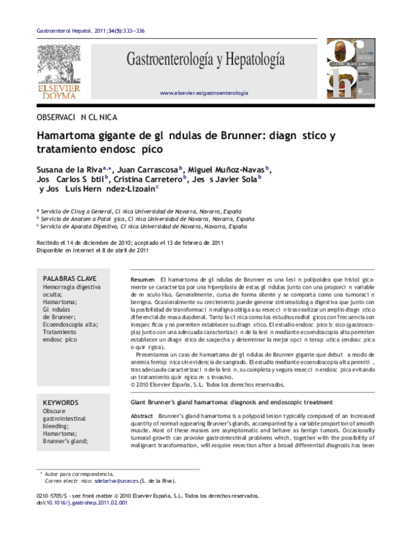 (PDF) Hamartoma gigante de glándulas de Brunner diagnóstico y