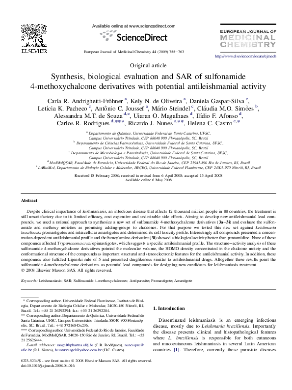(PDF) Synthesis, biological evaluation and SAR of sulfonamide 4 ...