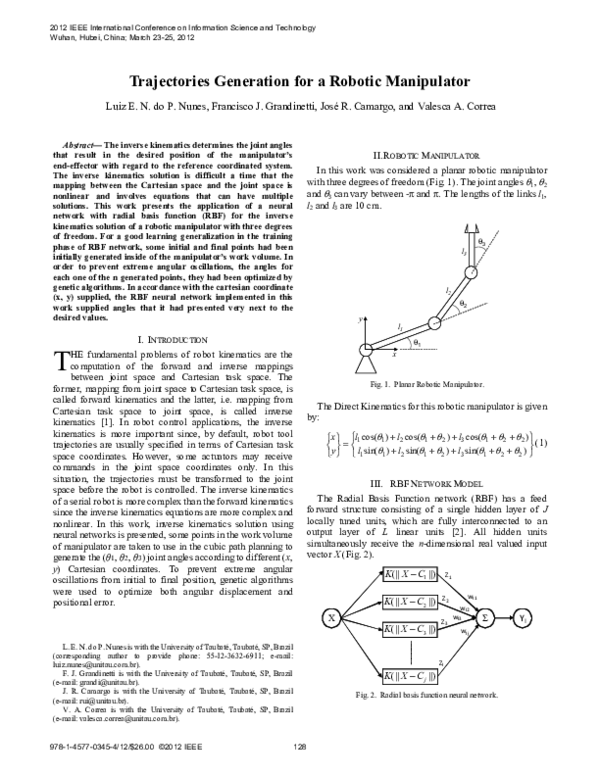 (PDF) Trajectories generation for a robotic manipulator
