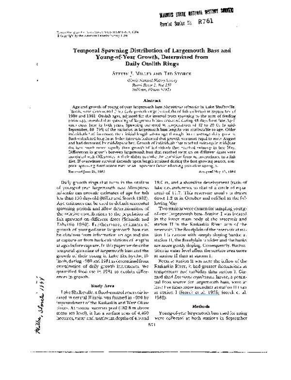 (PDF) Temporal Spawning Distribution of Largemouth Bass and Young-of ...