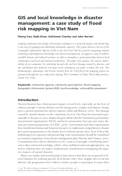 (PDF) GIS AND LOCAL KNOWLEDGE IN DISASTER MANAGEMENT: A CASE STUDY OF ...
