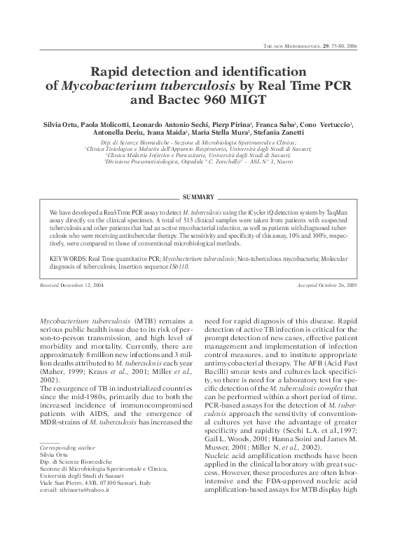 (PDF) Rapid detection and identification of Mycobacterium tuberculosis ...