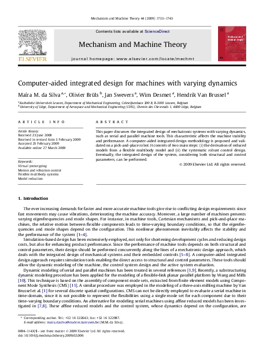 (PDF) Computer-aided integrated design for machines with varying dynamics