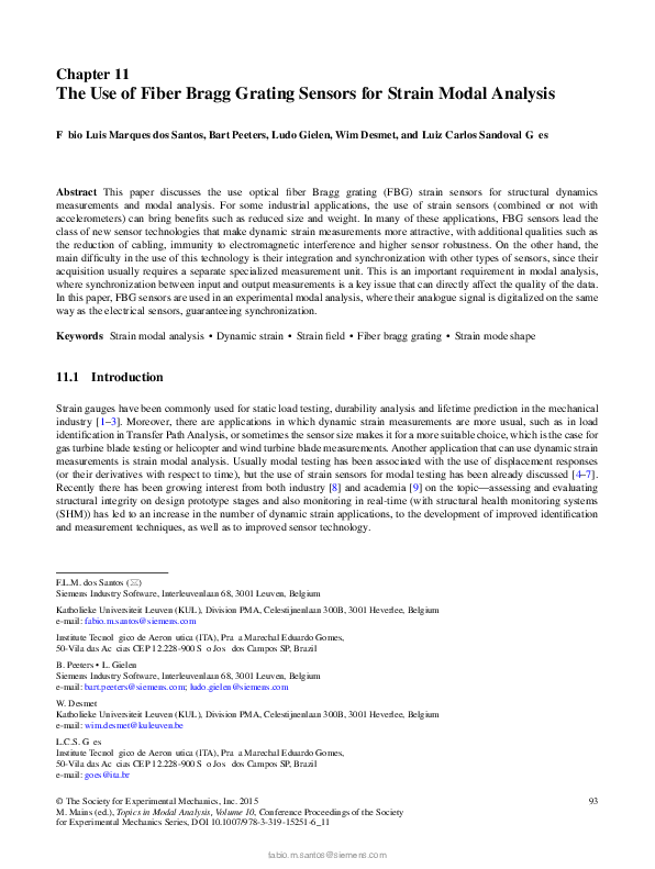 (PDF) The Use of Fiber Bragg Grating Sensors for Strain Modal Analysis