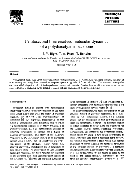 (PDF) Femtosecond time resolved molecular dynamics of a polydiacetylene ...