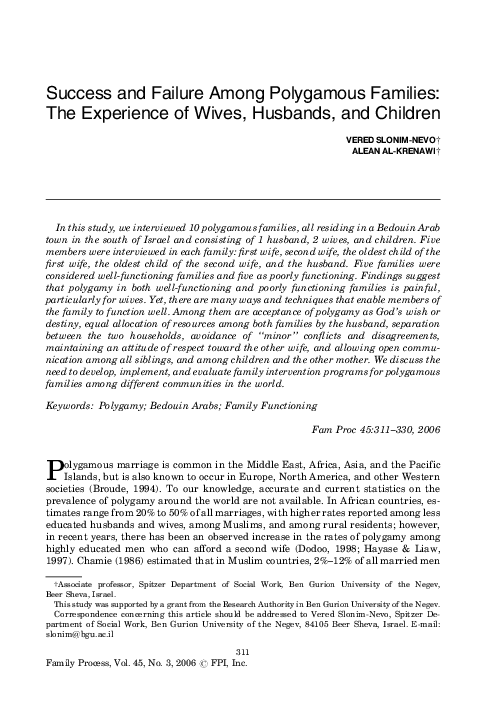 (PDF) Success and Failure Among Polygamous Families: The Experience of ...