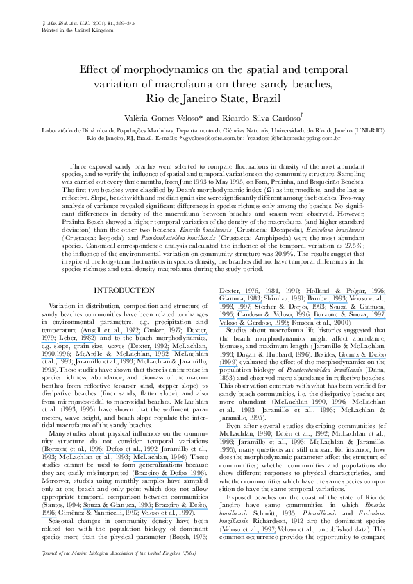 (PDF) Effect of morphodynamics on the spatial and temporal variation of ...