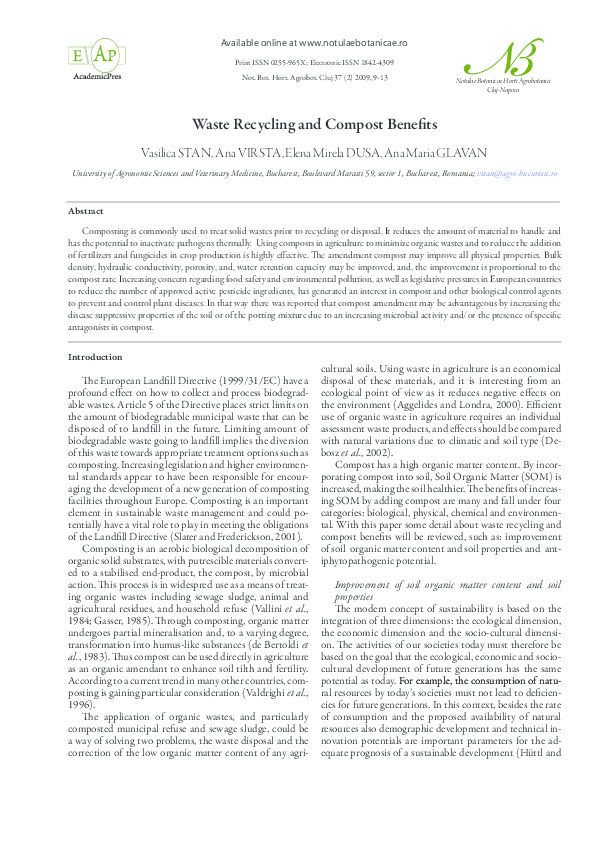 (PDF) Waste recycling and compost benefits