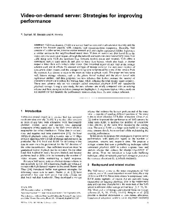 (PDF) Videoondemand server Strategies for improving performance