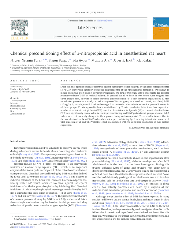 (PDF) Chemical preconditioning effect of 3-nitropropionic acid in ...