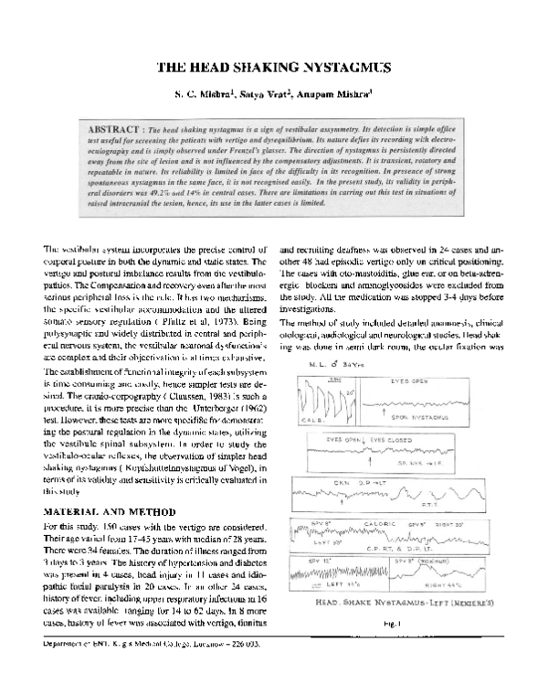 (PDF) The head shaking nystagmus