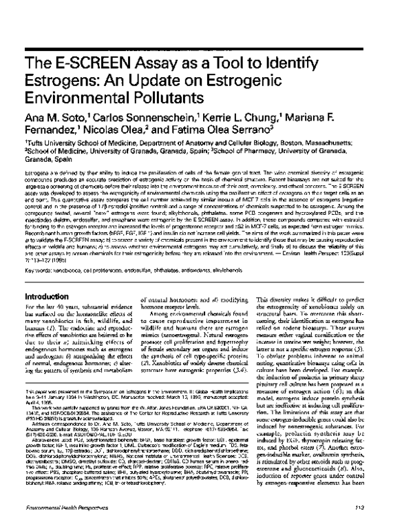 (PDF) The E-screen assay as a tool to identify estrogens: An update on ...