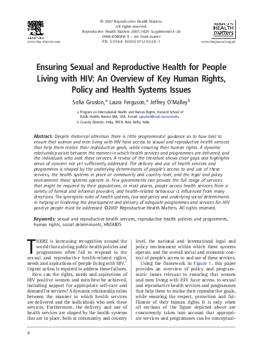 (PDF) Ensuring sexual and reproductive health for people living with ...