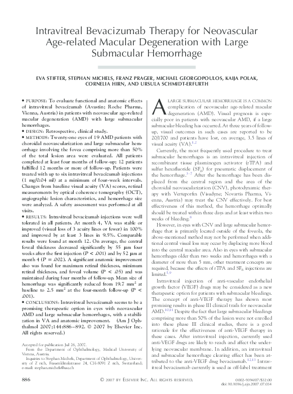 (PDF) Intravitreal bevacizumab therapy for neovascular age-related ...