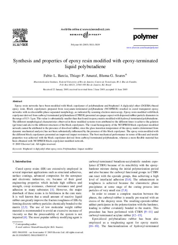 (PDF) Synthesis and properties of epoxy resin modified with epoxy ...