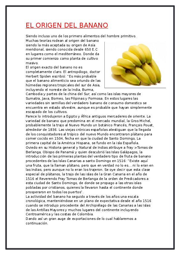 (DOC) EL ORIGEN DEL BANANO