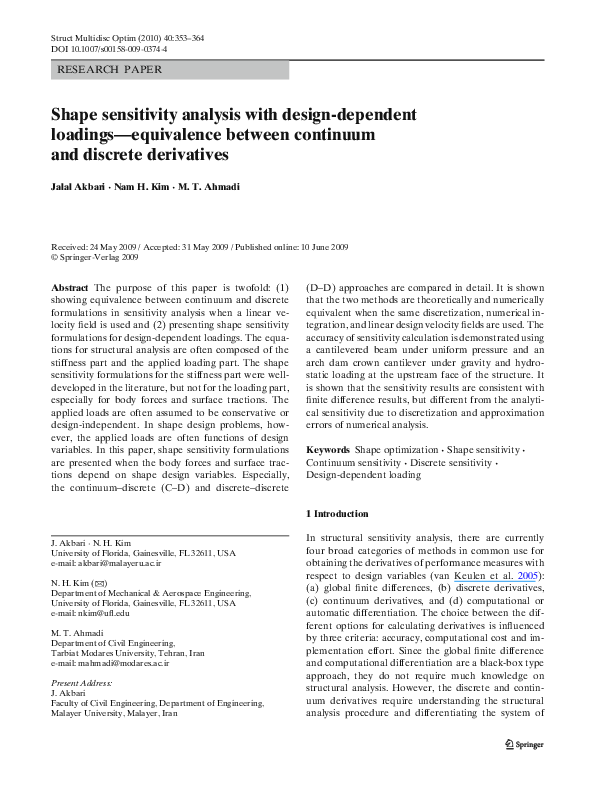 (PDF) Shape sensitivity analysis with design-dependent loadings ...