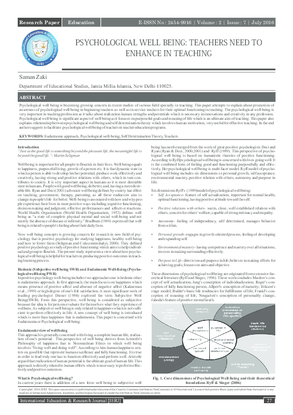 (PDF) Psychological well being teachers need to enhance in teaching