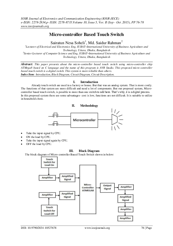 (PDF) Micro-controller Based Touch Switch