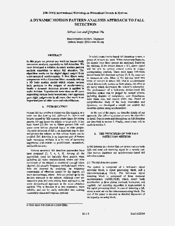 (PDF) A dynamic motion pattern analysis approach to fall detection