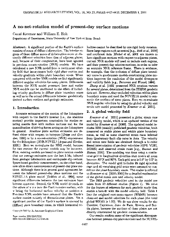 (PDF) A No-Net-Rotation Model of Present-Day Surface Motions