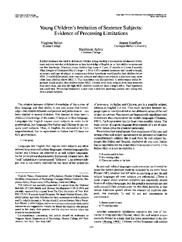 (PDF) Young children's imitation of sentence subjects: Evidence of ...