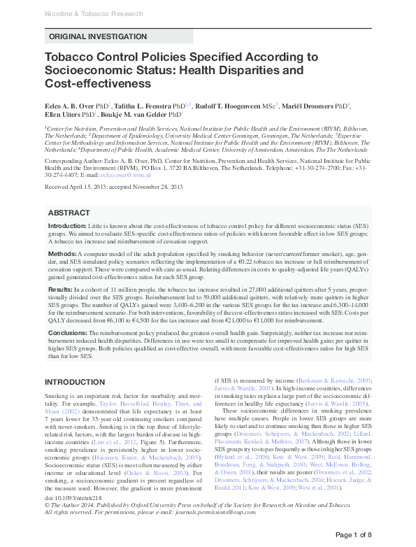 socioeconomic status and health disparities