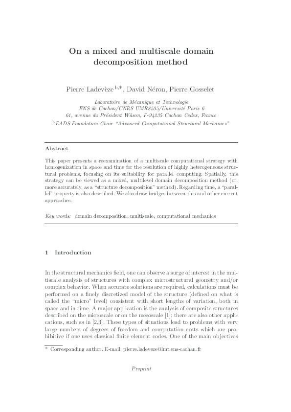 (PDF) On a mixed and multiscale domain decomposition method