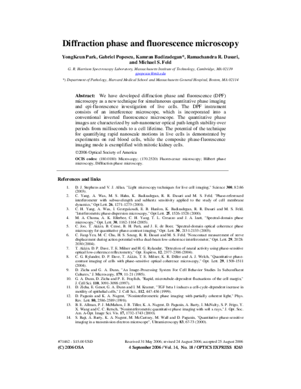 (PDF) Diffraction phase and fluorescence microscopy