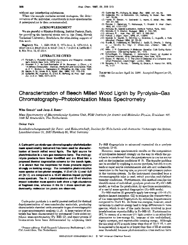(PDF) Characterization of beech milled wood lignin by pyrolysis-gas ...