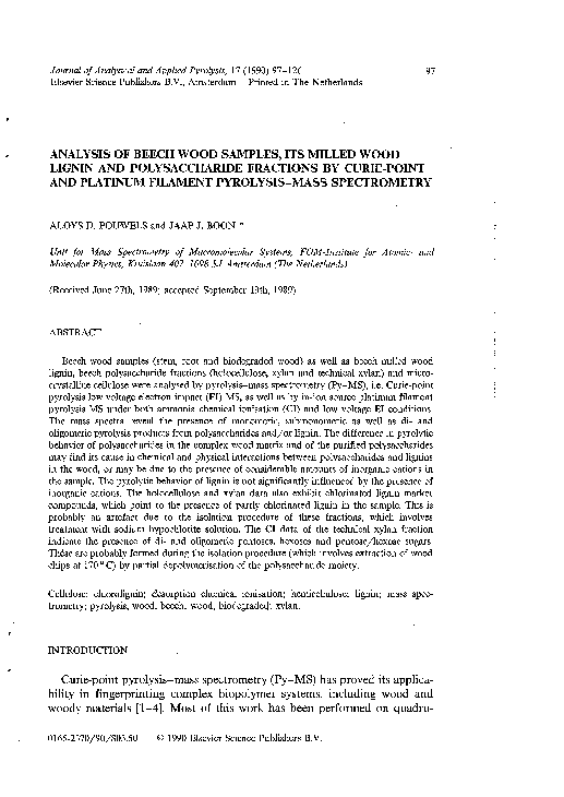 (PDF) Analysis of beech wood samples, its milled wood lignin and ...