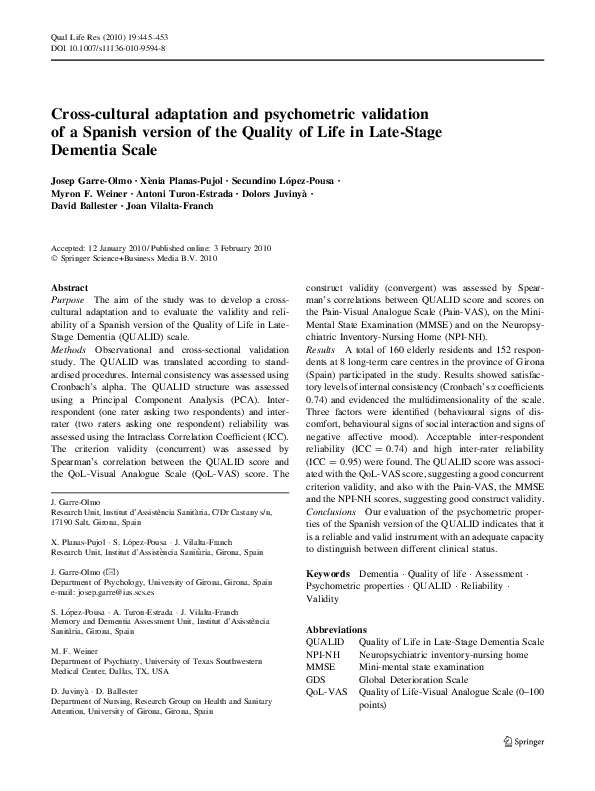 (PDF) Cross-cultural adaptation and psychometric validation of a ...