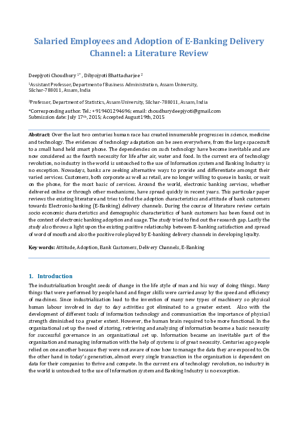 (PDF) Salaried Employees and Adoption of EBanking Delivery Channel a