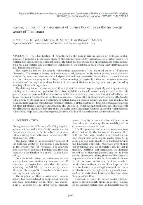 (PDF) Seismic vulnerability assessment of corner buildings in the ...