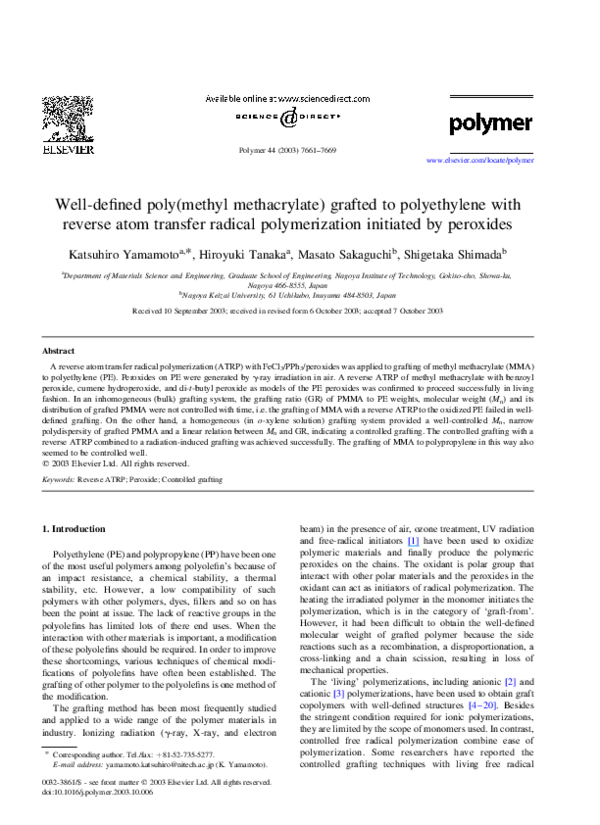 (PDF) Well-defined poly(methyl methacrylate) grafted to polyethylene ...
