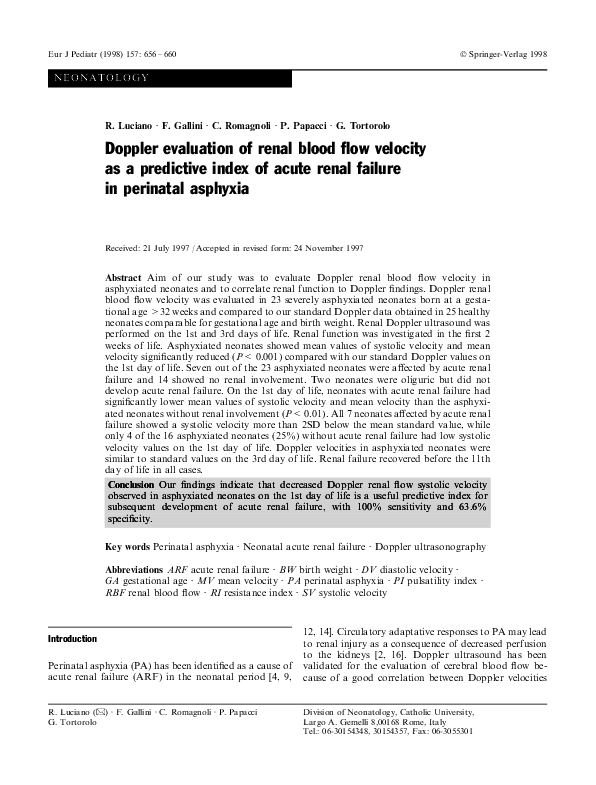 (PDF) Doppler evaluation of renal blood flow velocity as a predictive ...