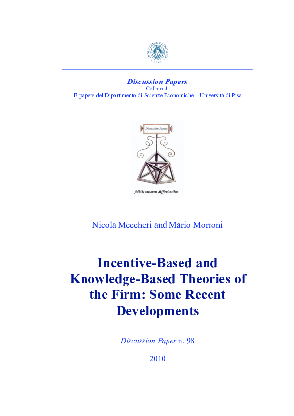 (PDF) Incentive-based and knowledge-based theories of the firm: some ...