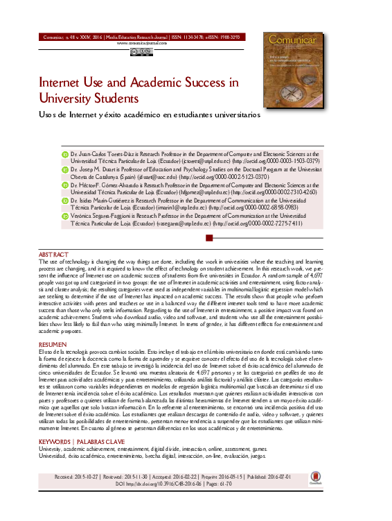 (PDF) Internet Use and Academic Success in University Students