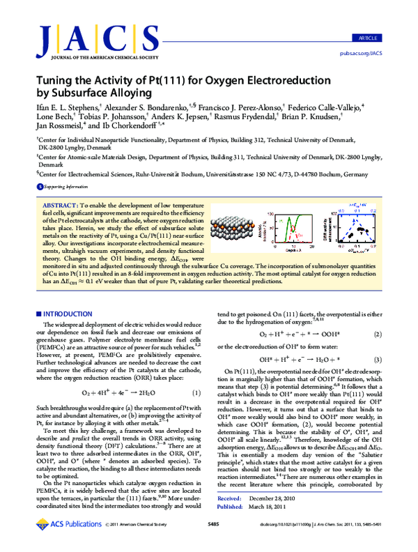 (PDF) Tuning the Activity of Pt(111) for Oxygen Electroreduction by ...