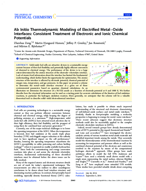 (PDF) Ab Initio Thermodynamic Modeling of Electrified Metal–Oxide ...