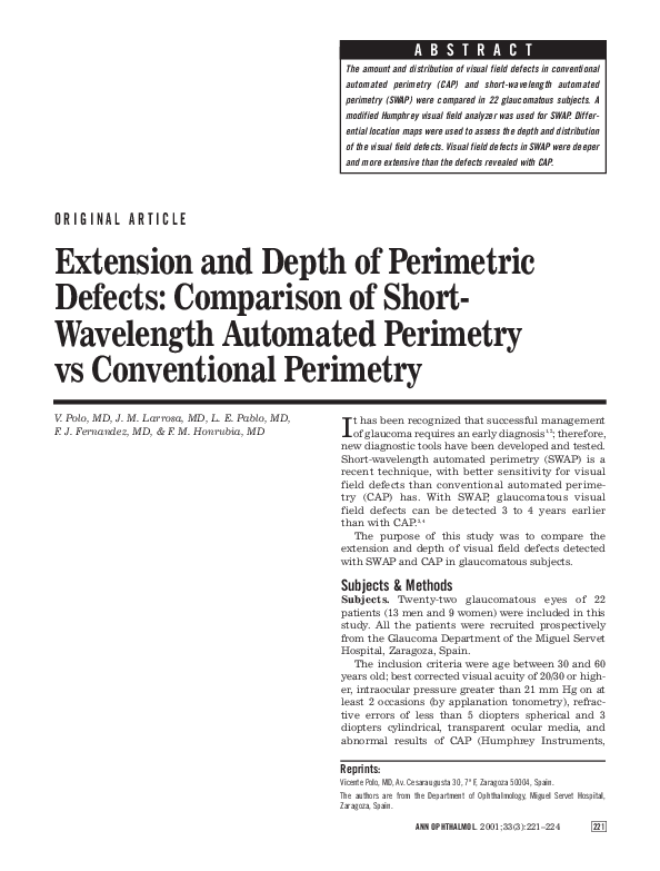 (PDF) Extension and depth of perimetric defects: Comparison of short ...