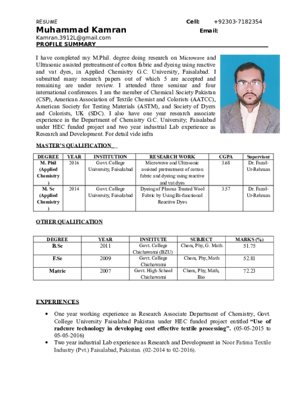 (DOC) PROFILE SUMMARY
