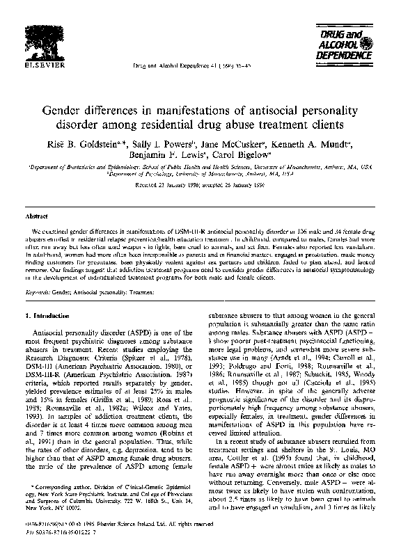 (PDF) Gender differences in manifestations of antisocial personality ...