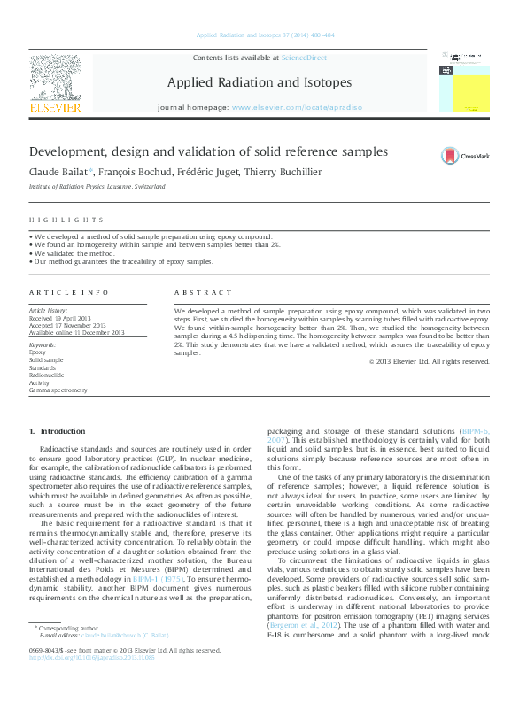 (PDF) Development, design and validation of solid reference samples